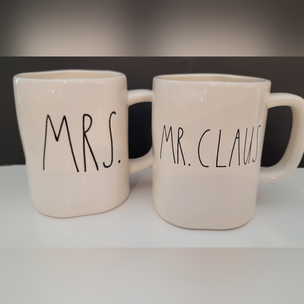 Rae Dunn Christmas 14 oz Mugs "MRS. & MR. CLAUS " Artisan Collection By Magenta
